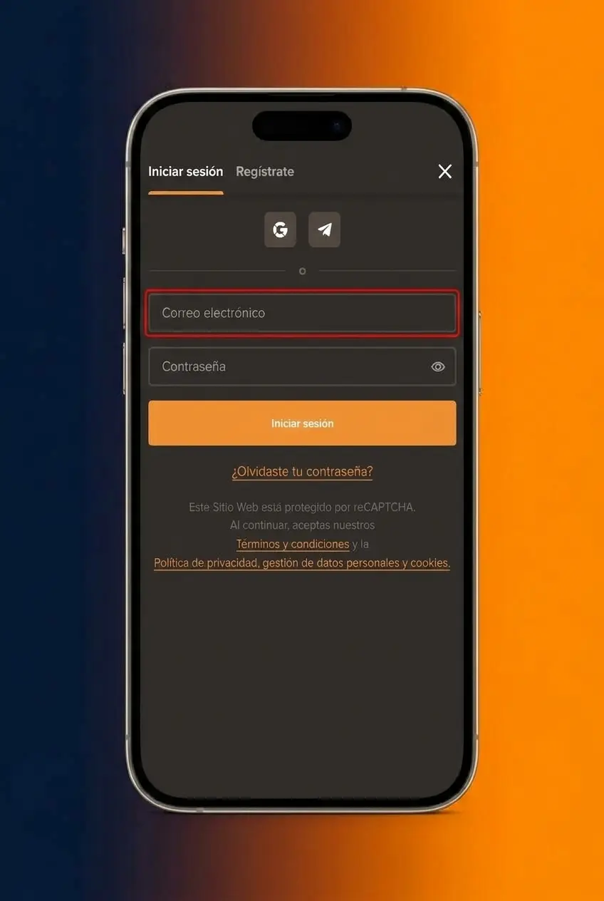 Pantalla de inicio de sesión seguro para acceder a tu perfil y comenzar a jugar.