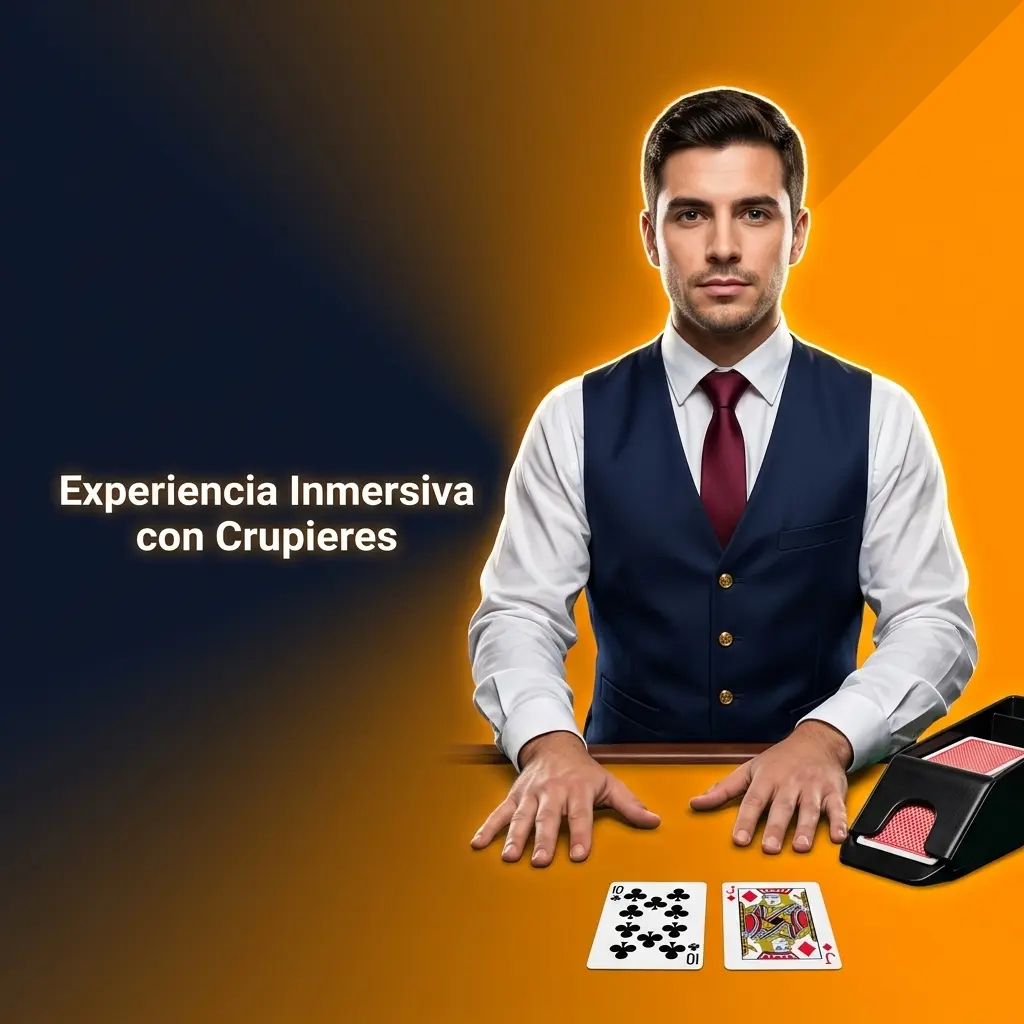 Experiencia inmersiva de casino en vivo con crupieres humanos transmitiendo ruleta y blackjack en alta resolución.